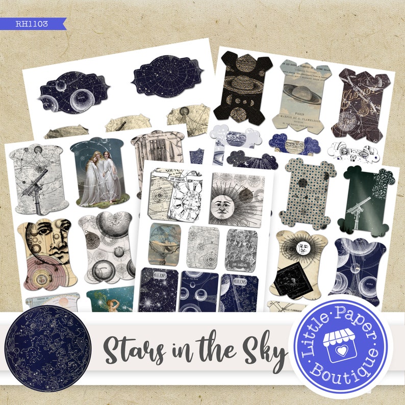 Vintage Stars in the Sky Digital Ribbon Holder,space Sky Astronomy ...