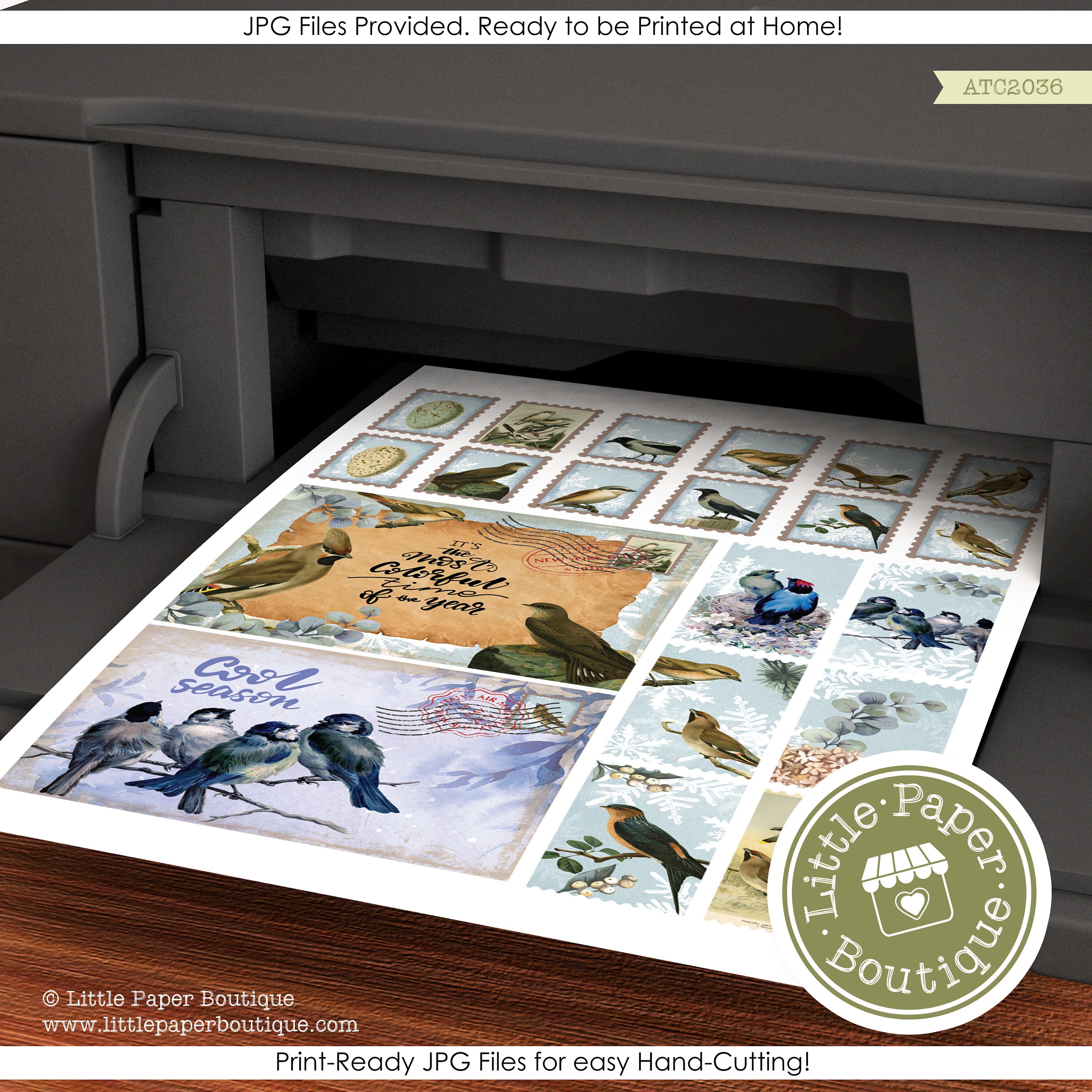 Vintage Junk Journal Kit Printable Winter Birds Vintage, Journal Kit ...
