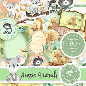 Australia Animals Family Digital Junk Journal Kit (FULL KIT) with Scrapbook Printable Papers, Tickets and Ephemera for COMMERCIAL Use