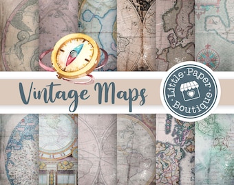 Digital Antique Map - Printable - Antique Old Map Double Hemisphere Circa 1800s Map - Print Map - Antique Vintage Map