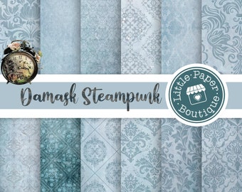 Digital Paper, Damask Paper, Shabby Decor Paper, Digital Collage Sheet, Printable Paper, Steampunk Paper, Wrapping Paper, Shabby
