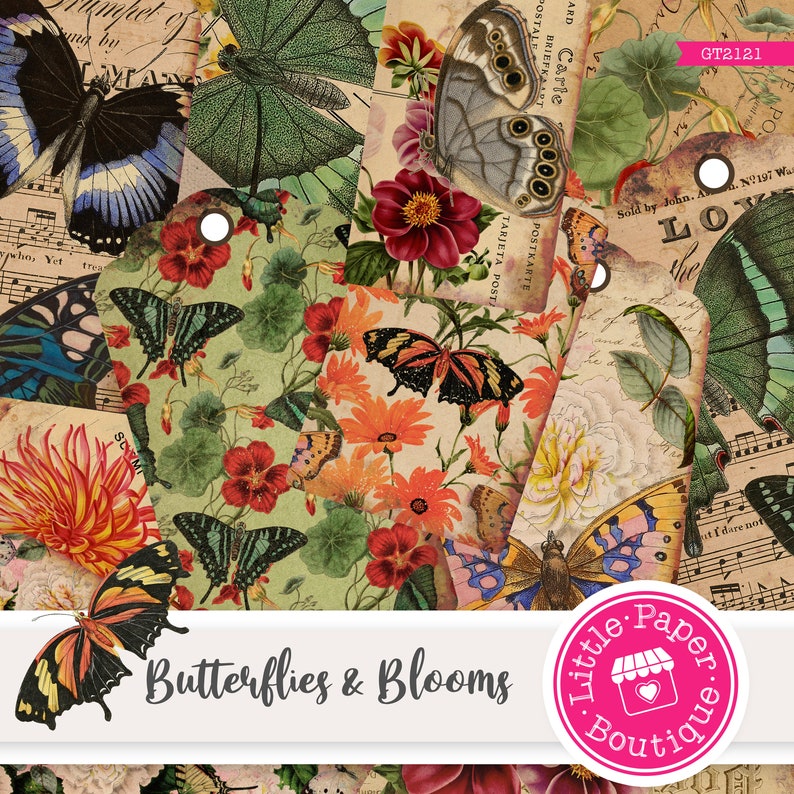 Butterfly Paper Pack, Printable Paper Pack, Scrapbook Paper,butterfly ...