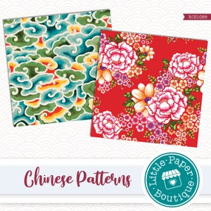 SEAMLESS Vintage Chinese Backgrounds Art digital paper pack. Chinese Floral Patterns paper, Japanese paper. Oriental paper for scrapbook art image 7