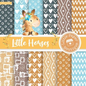 Carousel Digital Paper, Blue Boy Horse, Carnival Clipart, Merry Go Round Baby Shower, Birthday, Wedding for Invitations, Scrapbooking Party