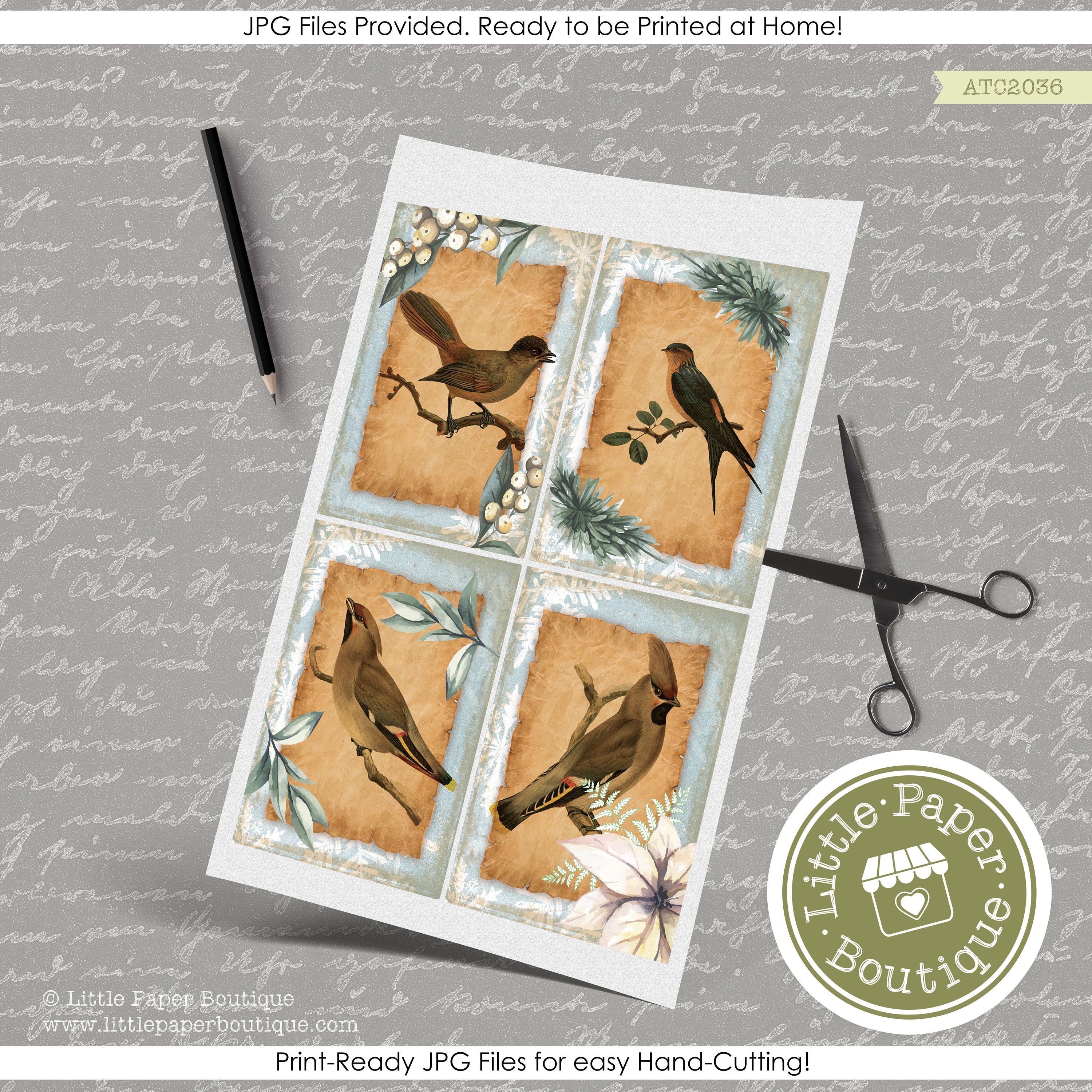 Vintage Junk Journal Kit Printable Winter Birds Vintage, Journal Kit ...
