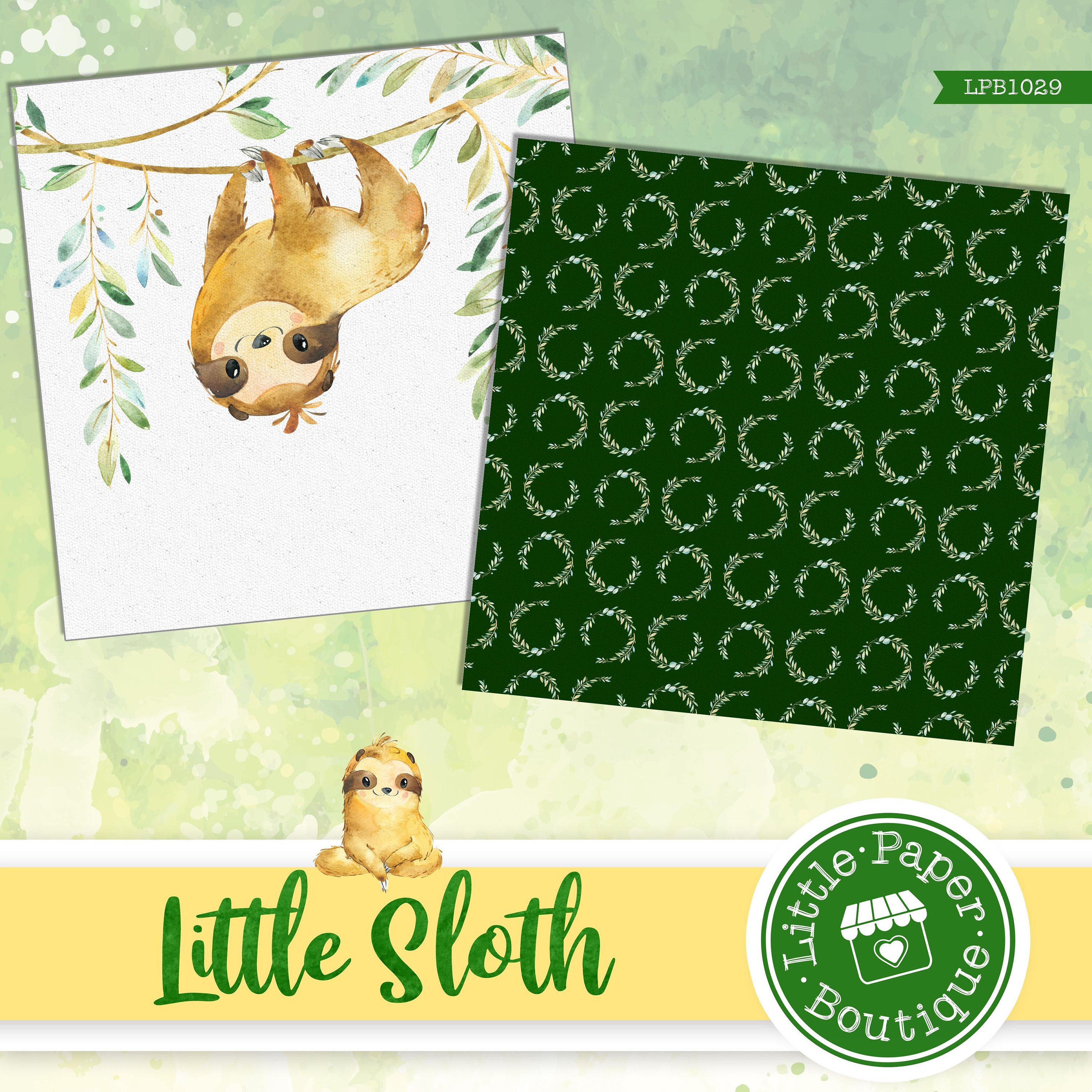 Sloth Digital Paper Sloth Boy Digital Papers, Sloth Party Animal for Birthday, Baby Shower ...