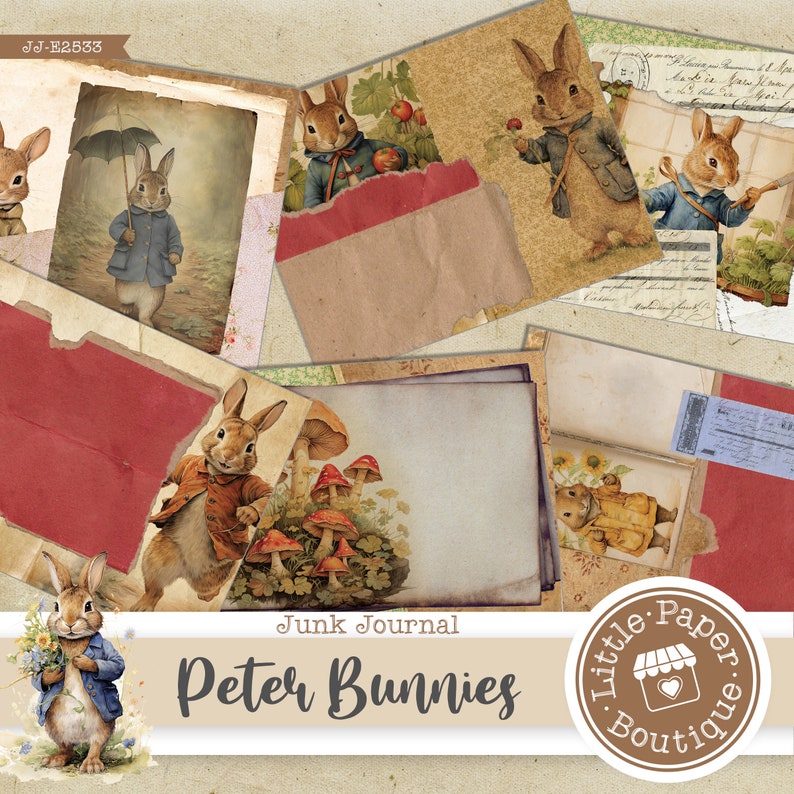 Peter Rabbit by Beatrix Potter Digital Junk Journal Kit (FULL KIT) With ...