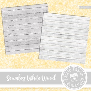 May include: Two seamless white wood textures, ideal for digital scrapbooking, backgrounds, and other craft projects. Seamless White Wood.