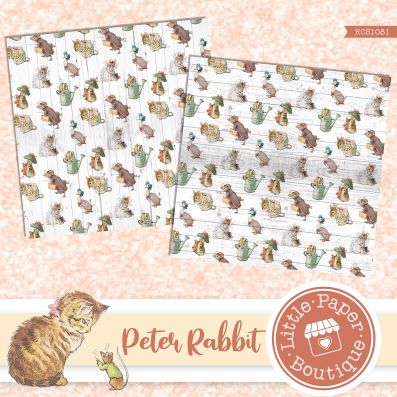 Peter Rabbit Drawing Pattern SEAMLESS Peter Rabbit by Beatrix Potter Digital Backgrounds A4 & Letter ...