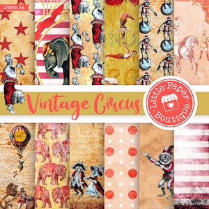 Vintage Circus Paper Pack, Circus Digital Paper, Circus Background Paper, Circus Printable Pack, Circus Decoration Paper, Circus vintage