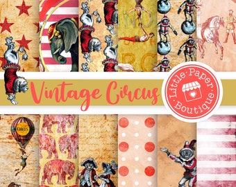 Vintage Circus Paper Pack, Circus Digital Paper, Circus Background Paper, Circus Printable Pack, Circus Decoration Paper, Circus vintage