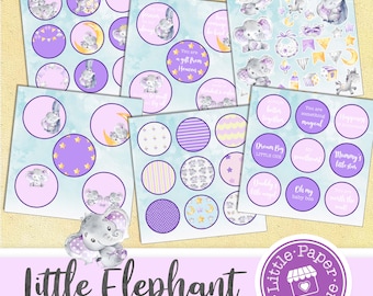 Baby Boy Digital Paper, Baby Shower Scrapbook, Blue & Grey Elephant Backgrounds Baby Paper Pack, Baby Boy Elephant Nursery Elephant Digital