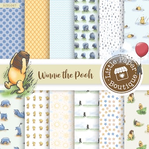 SEAMLESS A4 Letter Winnie the Pooh Digital Paper Digital Download Designs scrapbook birthday baby shower invitation craft pooh bear winnie