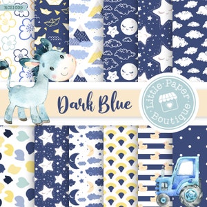 SEAMLESS 12x12 Navy blue and gray boys nursery wall art,moon star clouds,baby boy art,navy blue nursery decor,nursery,baby boy nursery wall