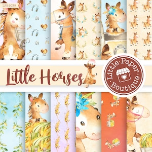 Digital Scrapbooking Horses Digital Paper Pack, Brown Horses, Digital Paper Pack On The Farm Farm Animals Ranch Horse Farm Barn Horse Gallop