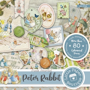 Kit diario digitale Peter Rabbit di Beatrix Potter (KIT COMPLETO) con carta stampabile per scrapbooking, biglietti e materiale effimero per uso COMMERCIALE