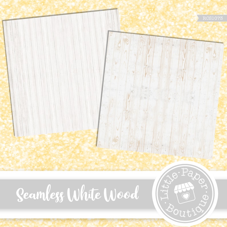 May include: Two seamless white wood textures. The wood grain is visible in both textures. The textures are perfect for use in digital scrapbooking, card making, and other craft projects.