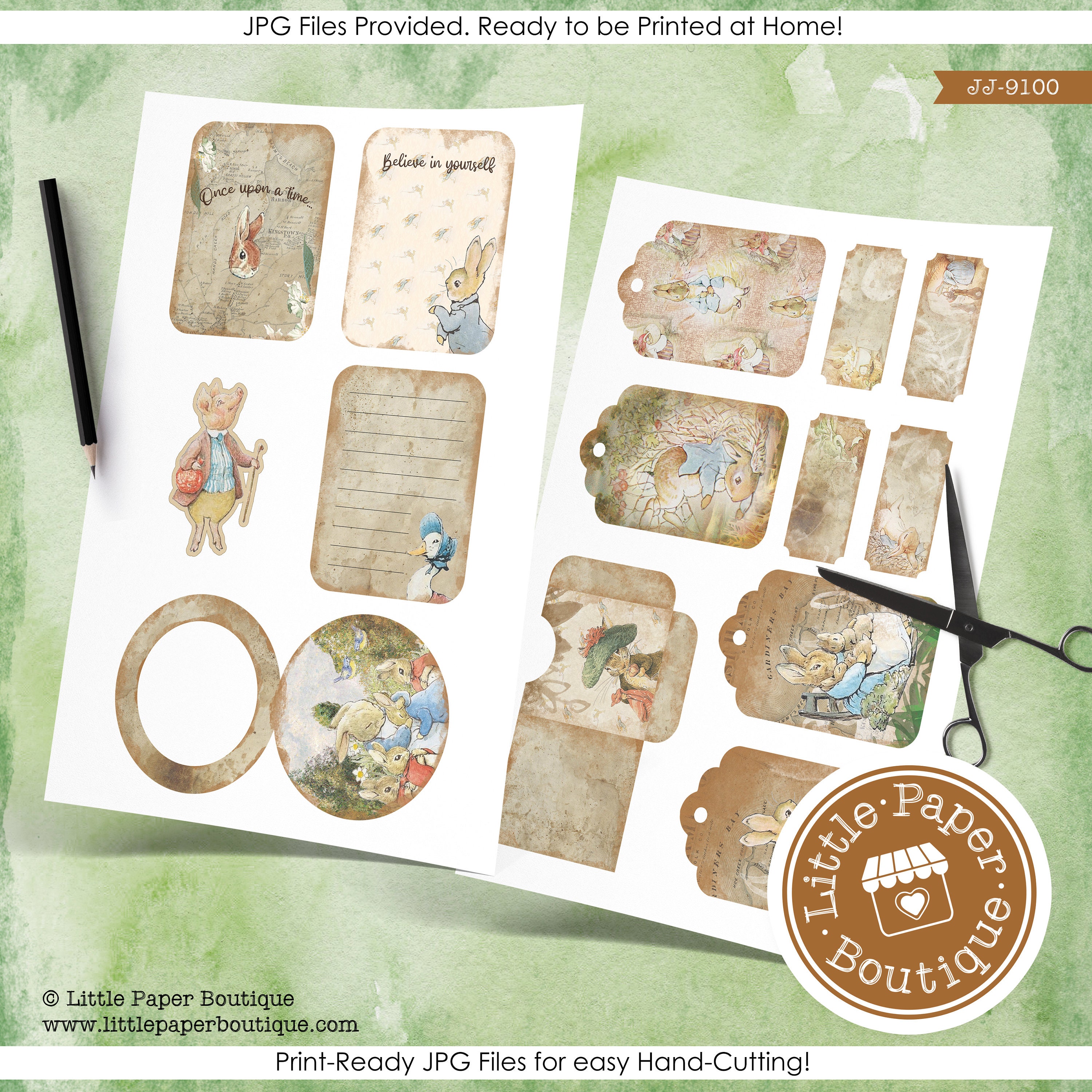 Peter Rabbit by Beatrix Potter Digital Junk Journal Kit (FULL KIT) With ...