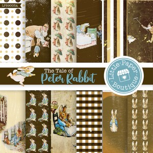 Peter Rabbit Paper Pack, Beatrix Potter, Digital Paper, Printable Paper Scrapbooking, Digital Wrapping Paper, Junk Journal Printable