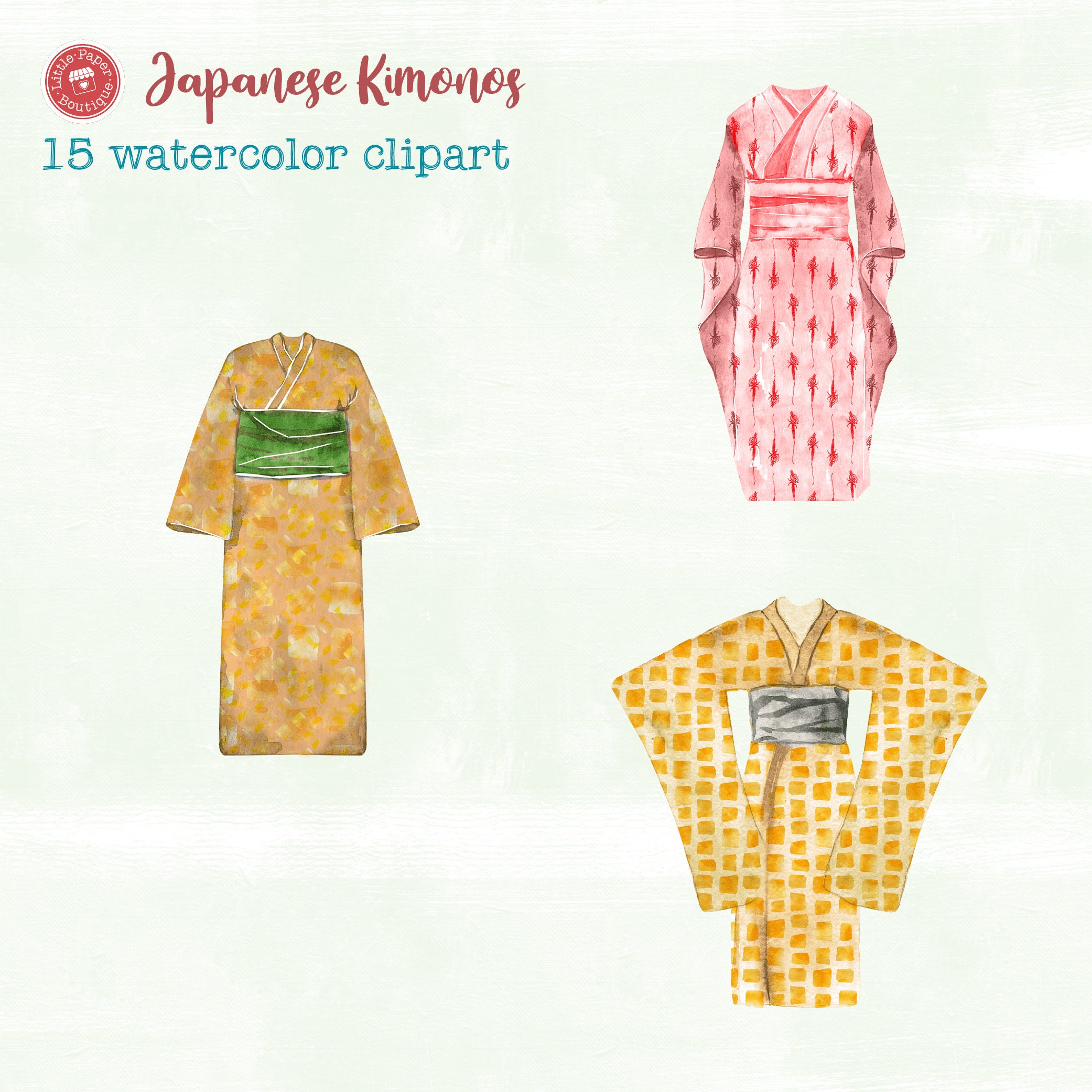 Japanese Elements Clipart Watercolor Japanese Landscape Pink - Etsy