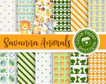 Safari Digital Papers Pack Printable Sheets Scrapbooking | Etsy