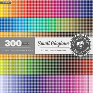 300pcs Gingham Rainbow Kitchen Fabric Pattern Digital Paper for COMMERCIAL USE. Pastel Gingham Printable Paper Pack for Scrapbook Background