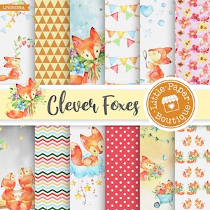 Red Foxes Digital Papers Pack, Forest Animals, Party Invitations, Vixen and Pups Images,Foxs Digital Paper,Forest Animal,Foxes Digital Paper
