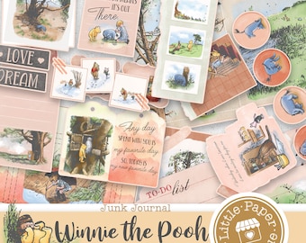 Winnie the Pooh Classic Digital Junk Journal Kit (FULL KIT) with Scrapbook Printable Papers, Tickets and Ephemera for COMMERCIAL Use