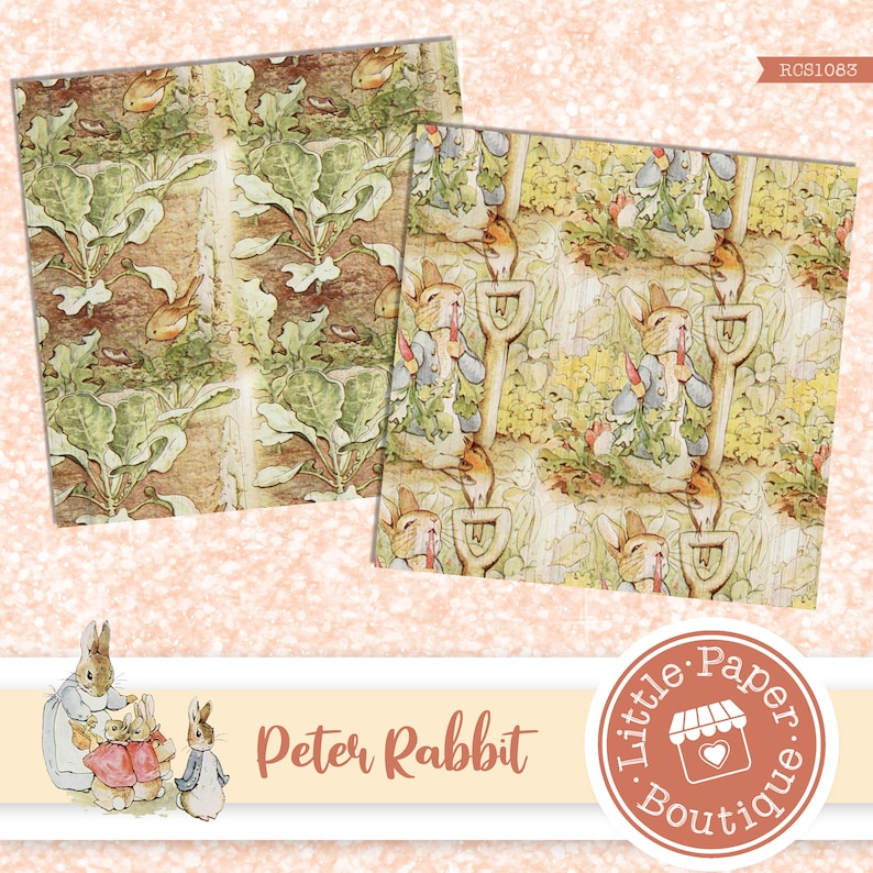 Peter Rabbit Pattern Background SEAMLESS Peter Rabbit by Beatrix Potter Digital Backgrounds A4 & Letter ...