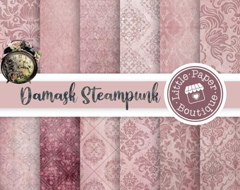 Digital Paper, Damask Paper, Shabby Decor Paper, Digital Collage Sheet, Printable Paper, Steampunk Paper, Wrapping Paper, Shabby