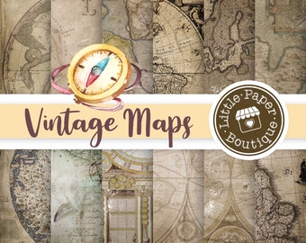 Digital Antique Map - Printable - Antique Old Map Double Hemisphere Circa 1800s Map - Print Map - Antique Vintage Map