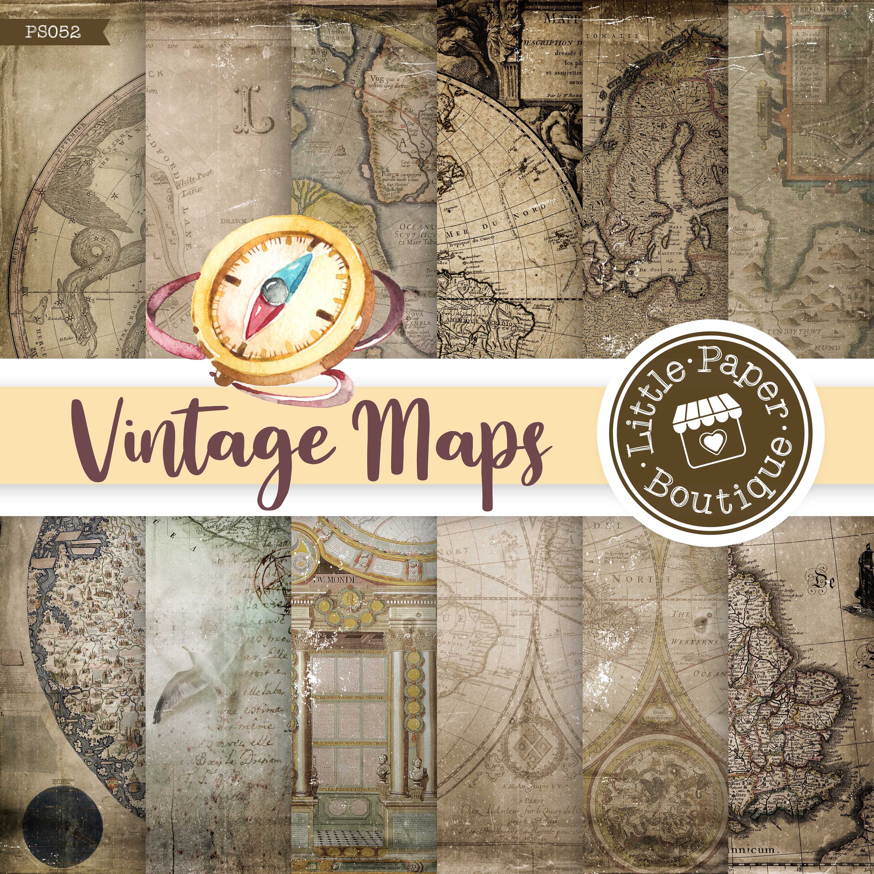 Digital Antique Map Printable Antique Old Map Double Hemisphere