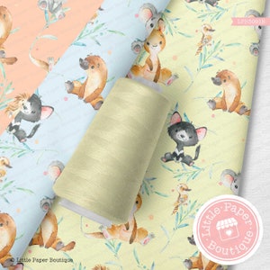 SEAMLESS A4 & Letter Size 12x12 Digital Paper Australian Animals Digital Paper Pack, Koala, Kangaroo, Platypus, Australia Pattern Cloth