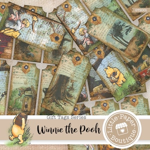 Winnie the Pooh junk journal Mason Jars, imprimable, vintage, kit de journal, journal indésirable, cartes ATC, collage horizontal, Mason Jar, Pooh Bear