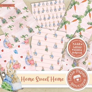 SEAMLESS Peter Rabbit by Beatrix Potter Digital Backgrounds A4 & Letter ...