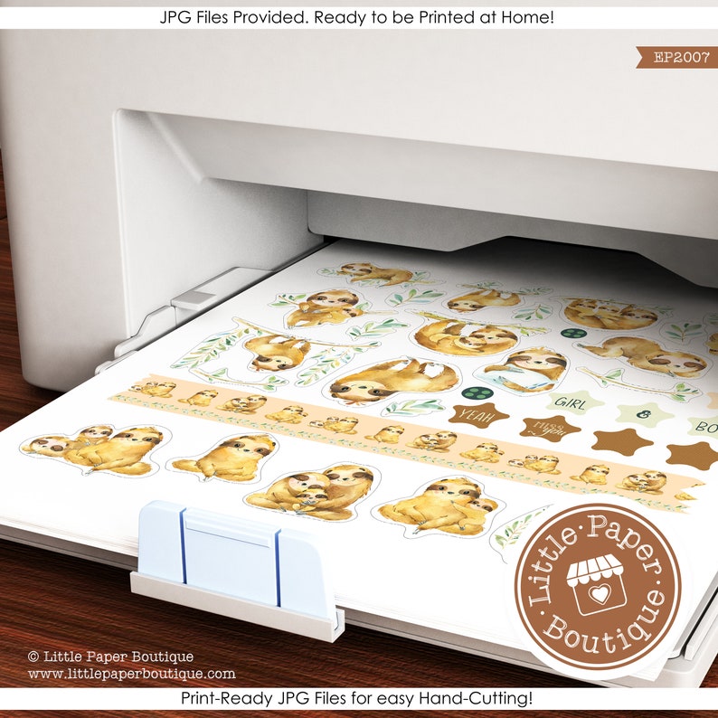 Sloth Printers Amazonian Lazy Sloths Digital Printable Paper With Ephemera Elements ...
