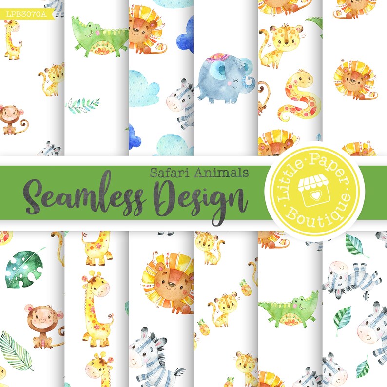 Safari Digital Papers Pack Printable Sheets Scrapbooking | Etsy