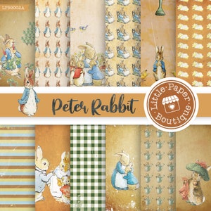 Peter Rabbit Paper Pack, Beatrix Potter, Digital Paper, Printable Paper Scrapbooking, Digital Wrapping Paper, Junk Journal Printable