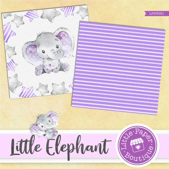 Fabrika Decoru My Cute Baby Elephant Boy 12x12 Scrapbooking Paper