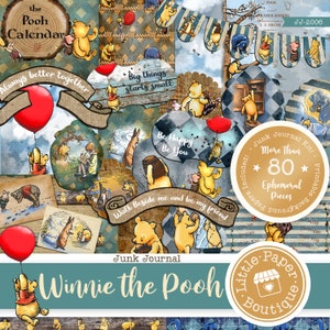 Winnie the Pooh Classic (#2) Digital Junk Journal Kit (FULL KIT) with Scrapbook Printable Papers, Tickets and Ephemera for COMMERCIAL Use image 3