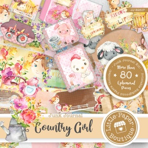 Farm Life Country Living Digital Junk Journal Kit (FULL KIT) with Scrapbook Printable Papers, Tickets and Ephemera for COMMERCIAL Use