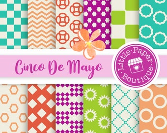 Cinco de Mayo digital papers Cinco de Mayo clipart Fiesta digital paper Cinco de mayo stickers pinata cactus sombrero pepper tequila