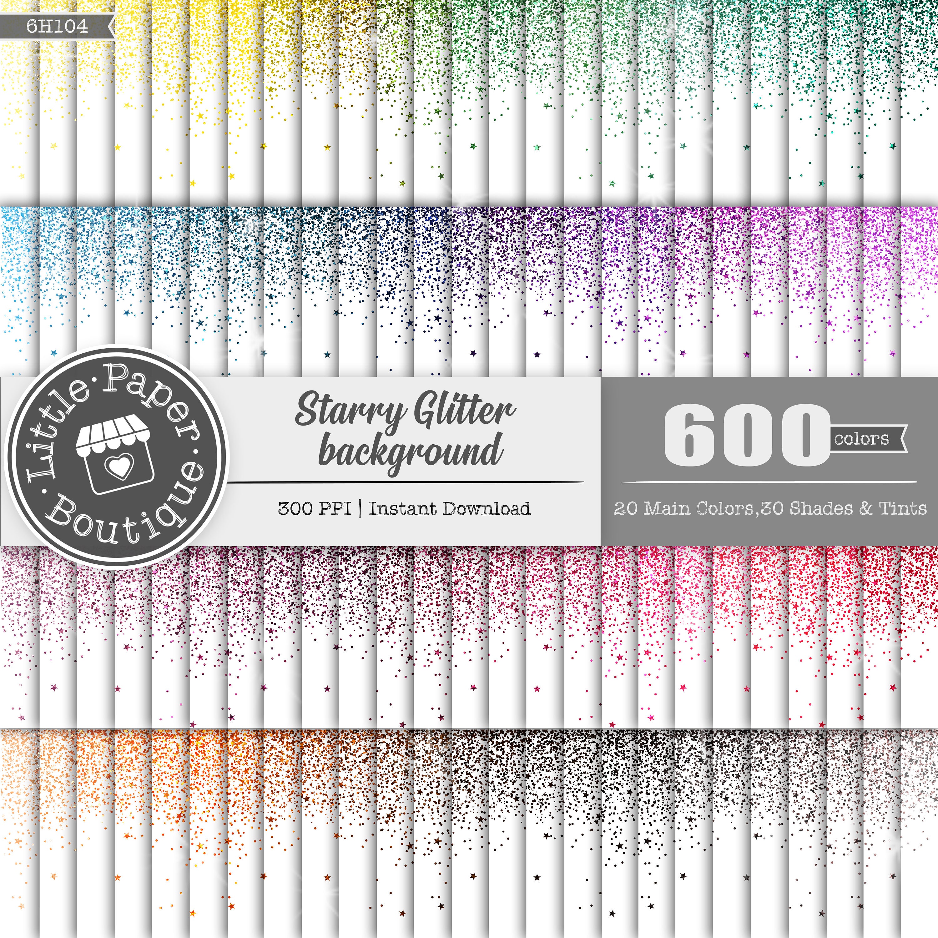 600pcs Glitter TRANSPARENT Background Digital Paper Pack Commercial Use ...