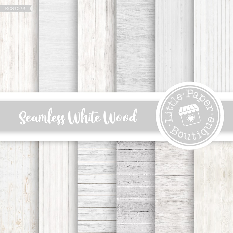 May include: Set of six seamless white wood textures. The textures feature different wood grain patterns and plank arrangements. The textures are perfect for creating backgrounds, patterns, and designs.