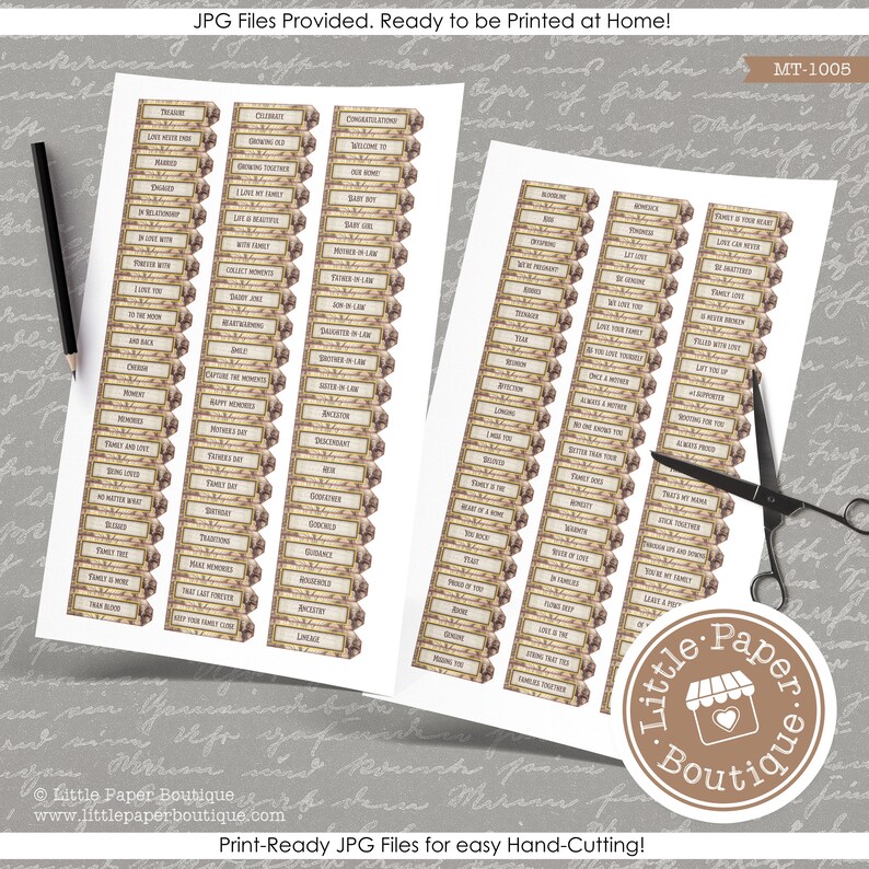 Rustic Looking Labels Junk Journal Labels, Quotes, Family Words, Printable Digital Collage ...