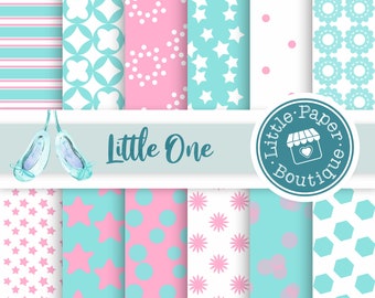 Baby Boy Digital Paper, Baby Shower Scrapbook, Blue & Grey Elephant Backgrounds Baby Paper Pack, Baby Boy Elephant Nursery Elephant Digital