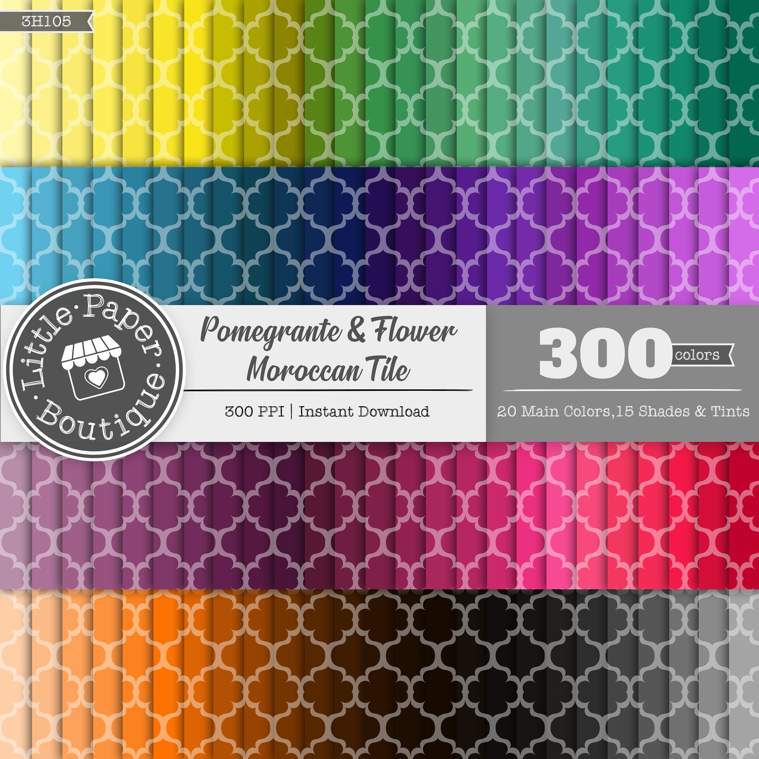 Quatrefoil Digital Paper Moroccan Digital Paper Pack Rainbow Moroccan ...