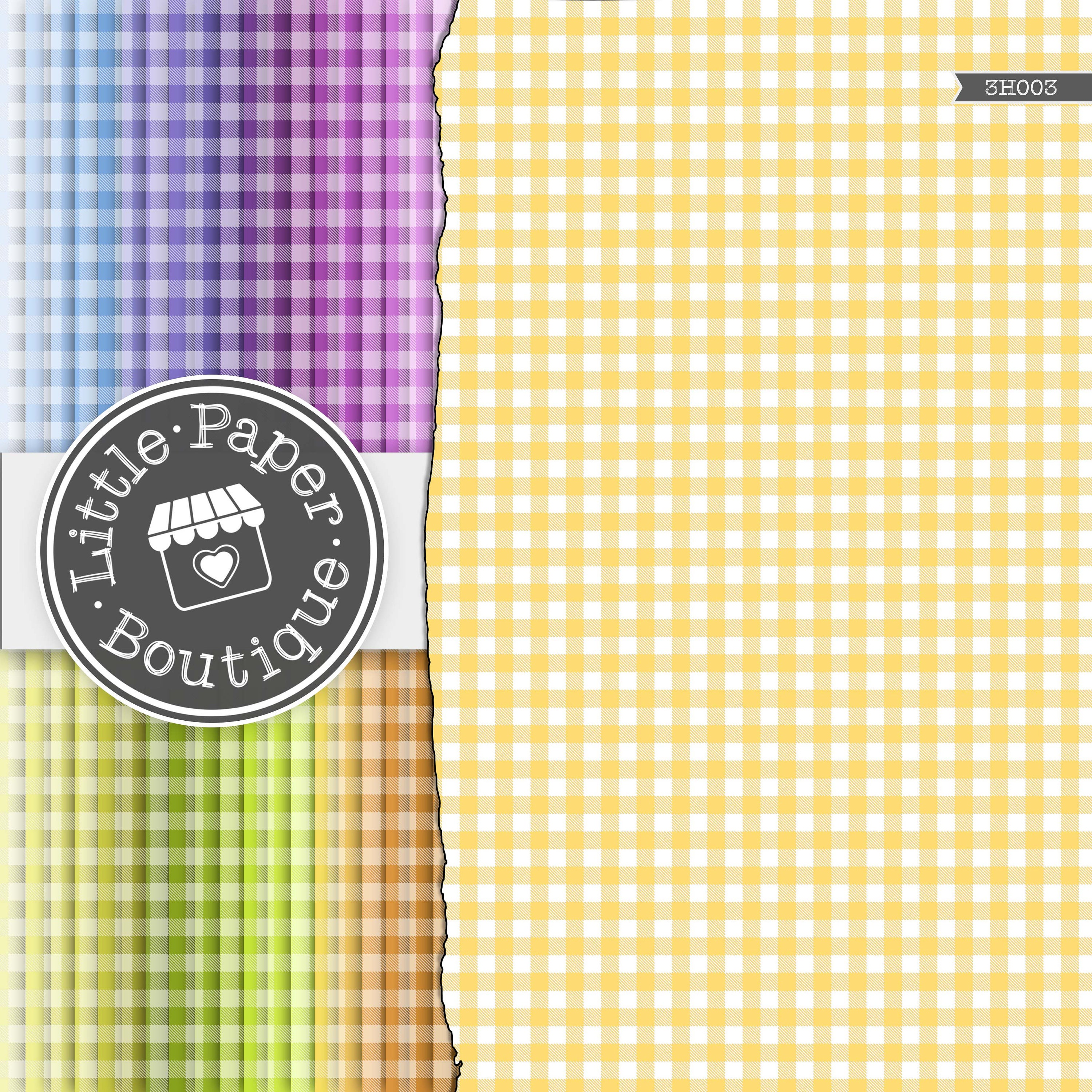 300pcs Gingham Rainbow Kitchen Fabric Pattern Digital Paper for ...