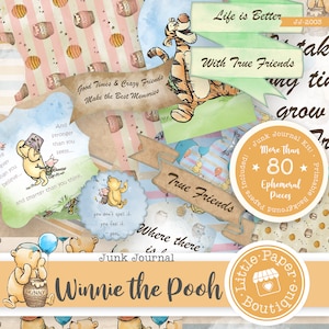 Kit di diario digitale classico Winnie the Pooh (acquerello) (KIT COMPLETO) con documenti stampabili per album e biglietti per uso COMMERCIALE