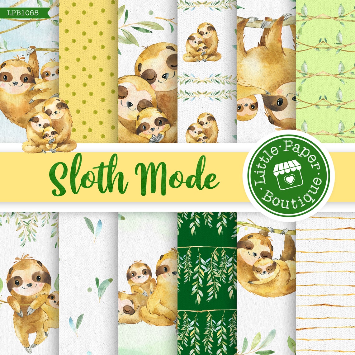 Sloth Digital Paper Sloths Digital Papers, Cute Sloths, Sloths Pattern, Summer Digital ...
